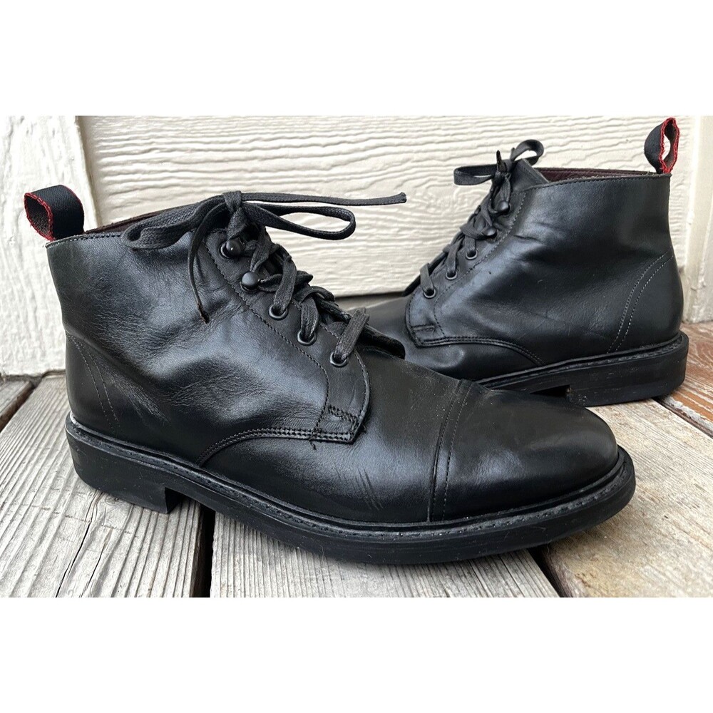 Allen Edmonds Patton Men's 8 D Cap Toe Boots Black Leather Dainite Soles *READ*